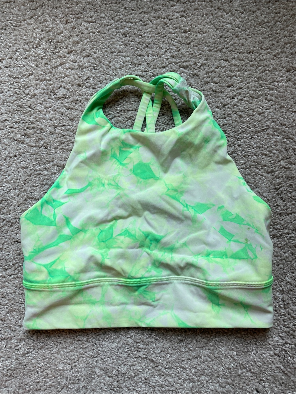 lululemon athletica Neon Green & White Tie-Dye Sports Bra